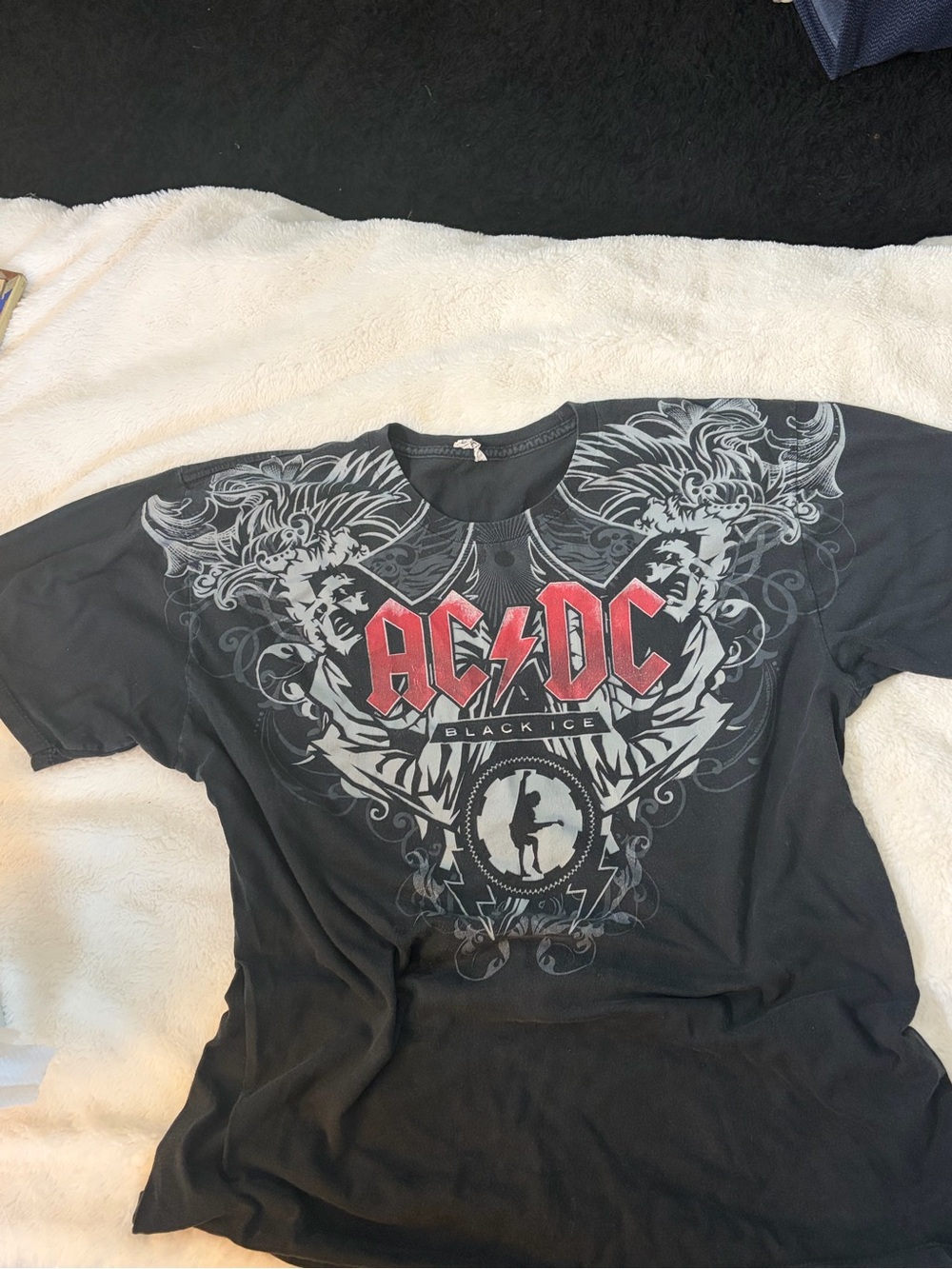 Alstyle Black Short Sleeve Tee with Red and Gray Graphic